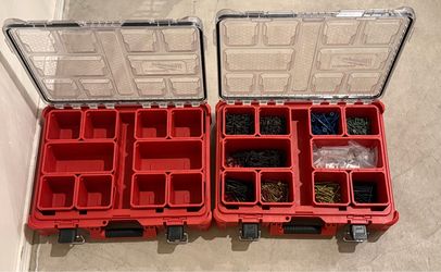 Milwaukee PACKOUT Organizer 2-Box Set Loaded with Premium Screws (Tapcon & Deck)