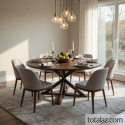 Modern Round Dining Table with X Base