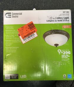 11in 60-watt equivalent oil rubbed bronze integrated LED flush mount with frosted white glass shade