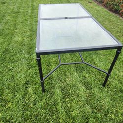 Pottery Barn Black Riviera Metal Outdoor Glass Top Patio Dining Table
