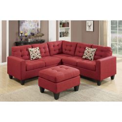 Red Sectional Sofa With Ottoman 