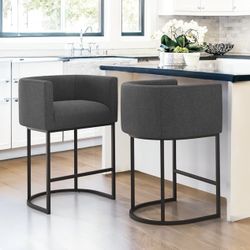 27" H Counter Height Bar Stools Set of 2. Carbon Gray