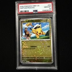 PSA 10 Gem Mint Chinese Captain Pikachu Holo Pokemon