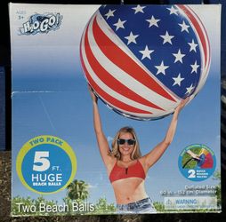 H2O GO! Jumbo 5 Foot Huge 60” Inflatable Beach Balls Set Of 2