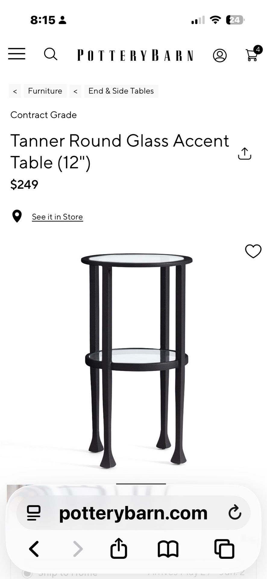 Pottery Barn Tanner accent table