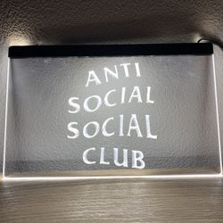 ANTI SOCIAL CLUB LED NEON WHITE LIGHT SIGN 8x12