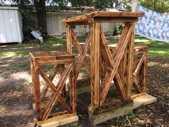 Natural wood table for two