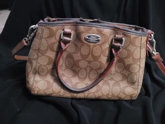 RARE COACH MARGO BEIGE/TAN SIGNATURE LEATHER SATCHEL