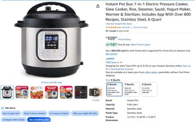 Instant Pot Duo 7-in-1 Electric Pressure Cooker | 6 Qt