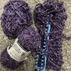 Purple Yarn + Loom Knitting Set (Scarf Project Starter)