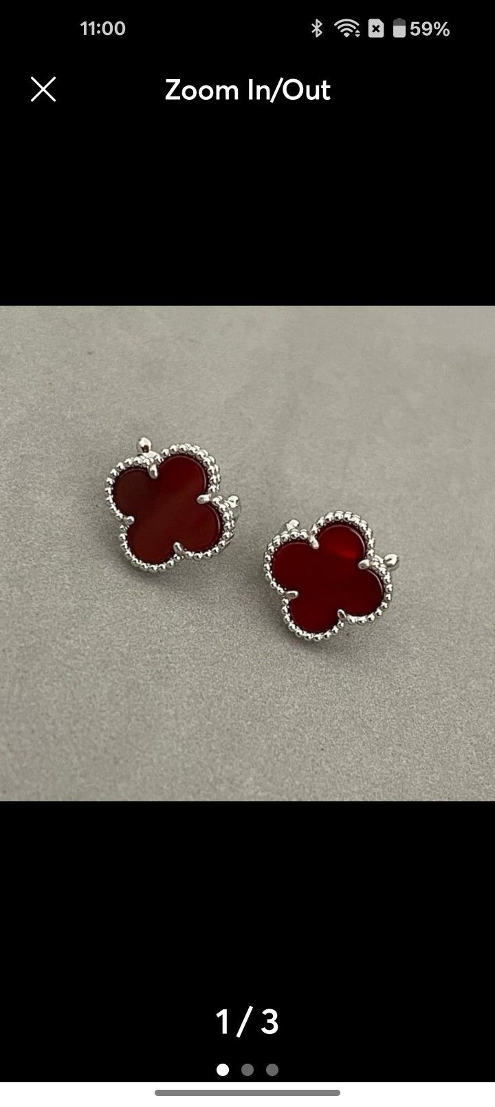 VCA Red Stone Stud Earrings