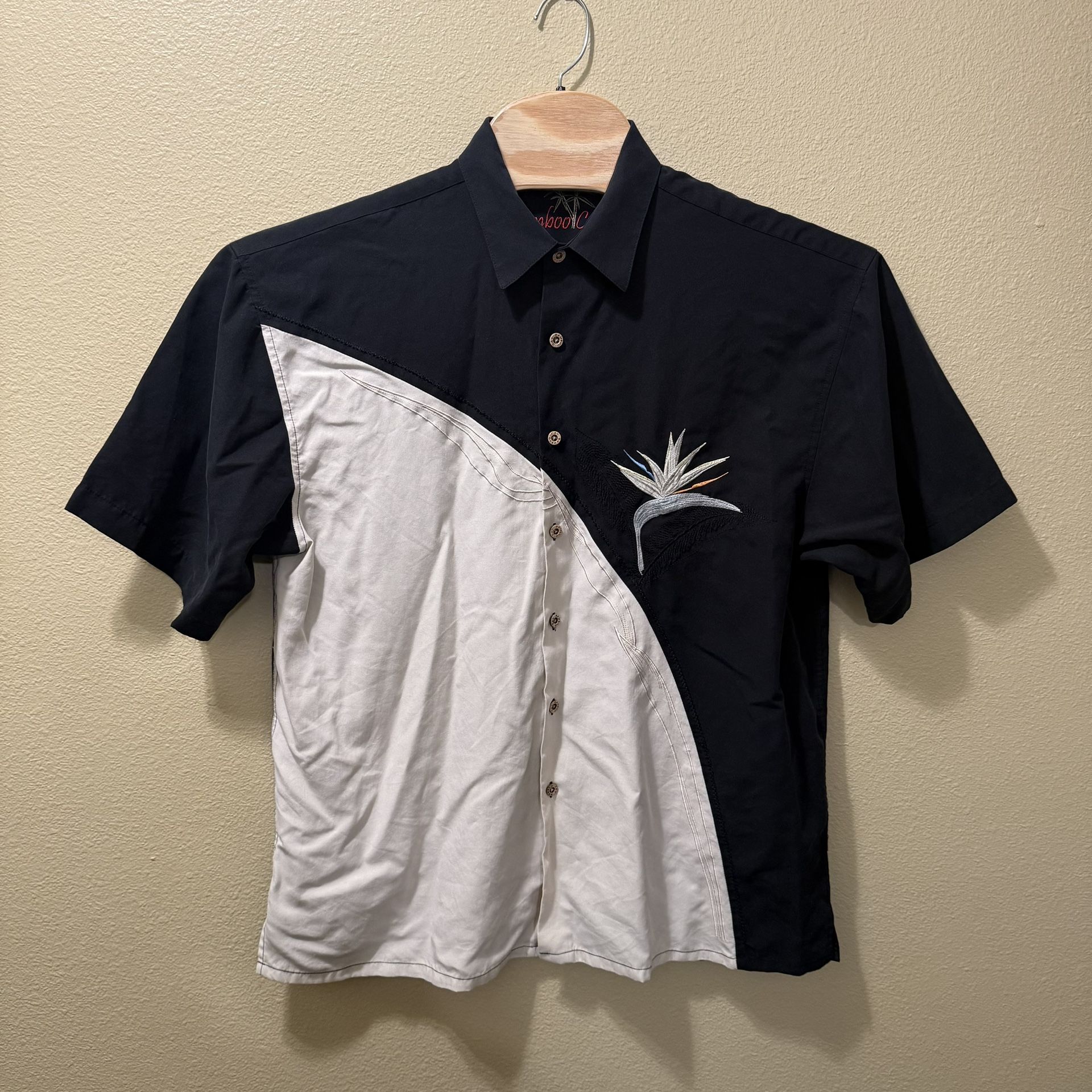 Men’s Large Bamboo Cay Crescent Bird Of Paradise Camp Shirt