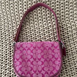 Vintage Coach Hot magenta pink Shoulder canvas monogram bag