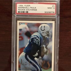 PSA Graded 1994 fleer Marshall Faulk rookie card
