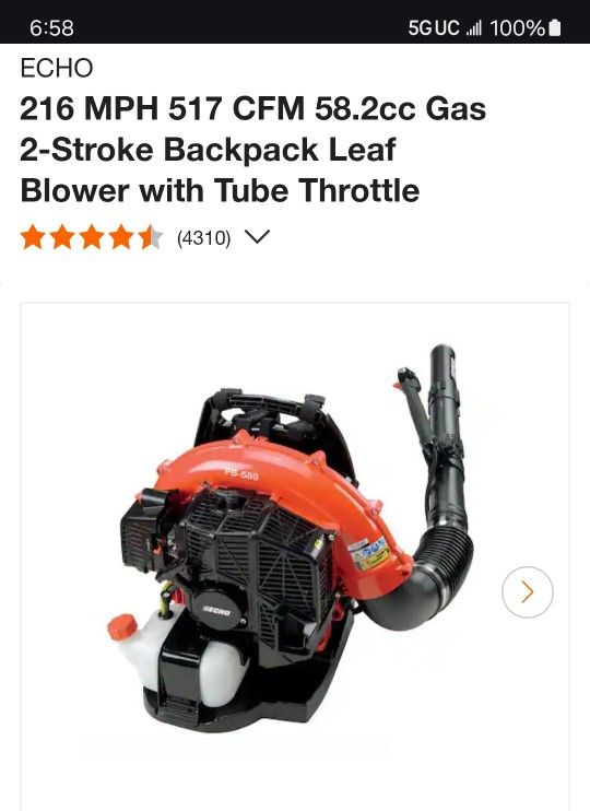 Echo 580 backpack leaf blower