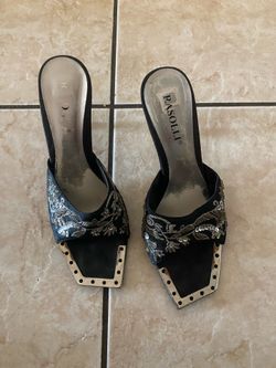 Black and silver embellished high heels