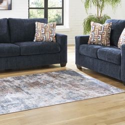 Vibrant Blue Sofa And Loveseat! 