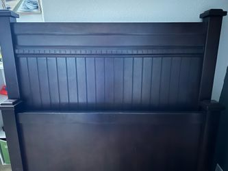 Dark Wood Twin Bed Frame, Mattress and 6-Drawer Dresser Set