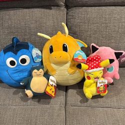 pokemon plushies (and Dory) ALL NEW
