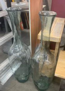Oversized Green Glass Floor Vases
