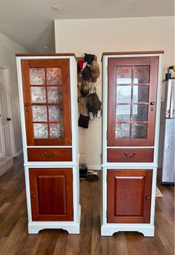 Matching Pair of Wood Display Cabinets