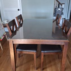 5' x 3' Dining Table w/ 4 Chairs And Custom Glass Top