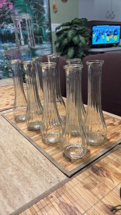 Set of 8 single Rose Glass Vases