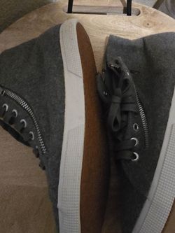 Gray high top sneakers
