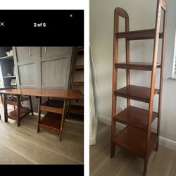 Solid Wood Large Double Pedestal Desk With Matching Ladder Bookcase