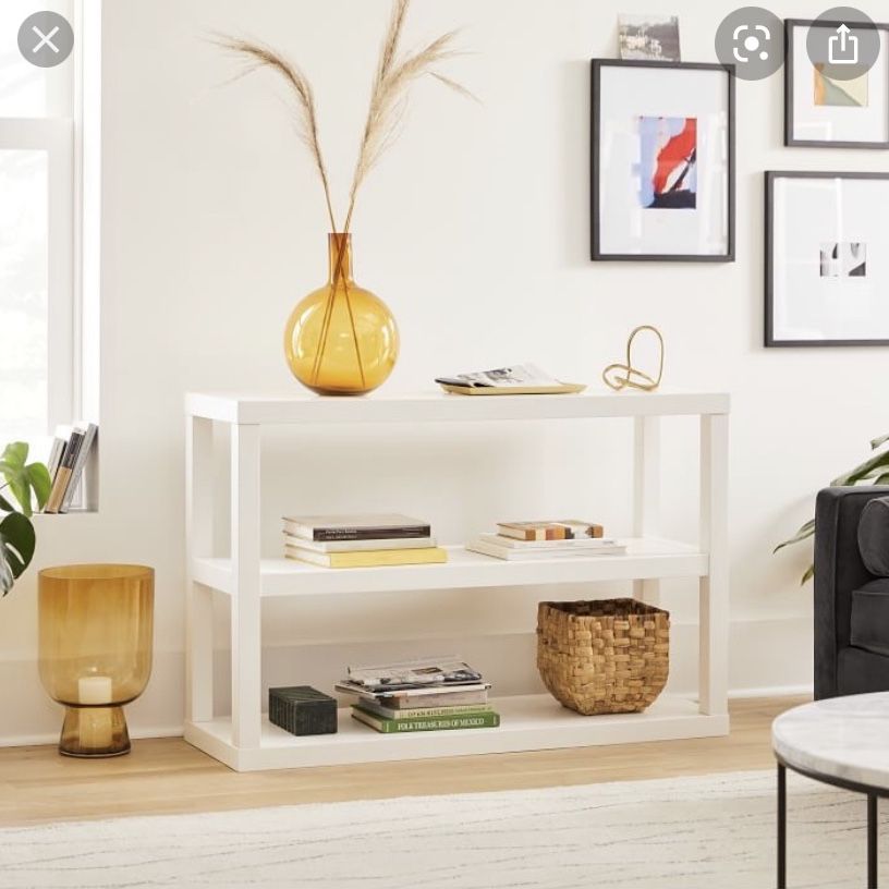 West Elm Parsons Low Shelf White