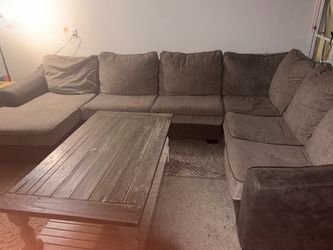 Sectional plus coffee table plus side table