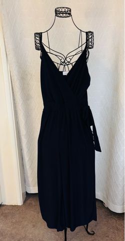 Navy Wrap pantsuit with Tie  Waist