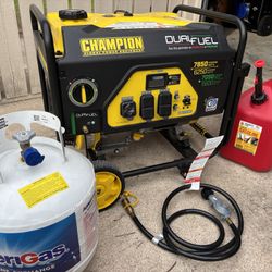 Duel Fuel Generator with propane tank and gas can
