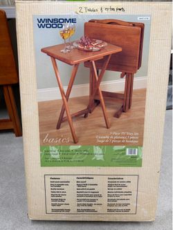 Solid Wood Folding TV Tray Set - 4 tables