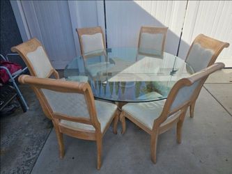 Real wood, glass table top dinning set