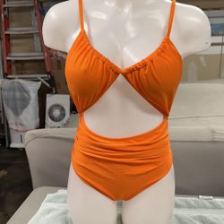 One Piece Swim Suit Orange S