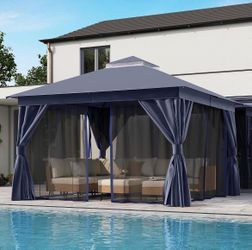 12x12 gazebo w/ curtains & mosquito netting