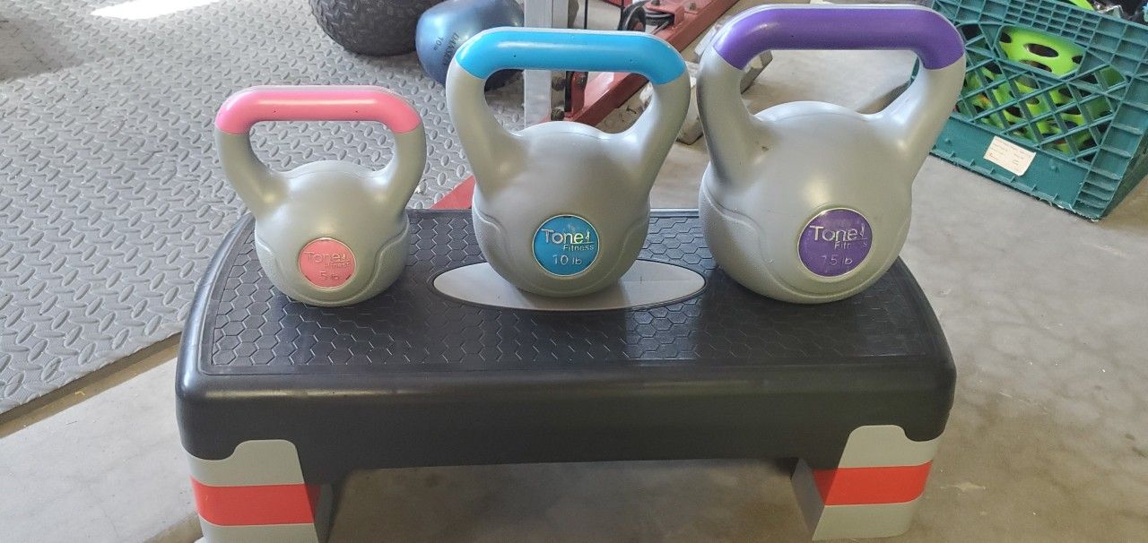 Kettle Bell Set And Aerobic Stepper