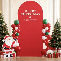 Tingjoo Birthday Party Decoration, Set Of 1 Theme Print Arch Cover Spandex Fitted Wedding Arch Stand Covers For Birthday Party, 6.6 ft(Red)