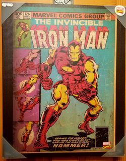 Iron-Man Hammer Marvel Comic Cover Stretched Canvas Print