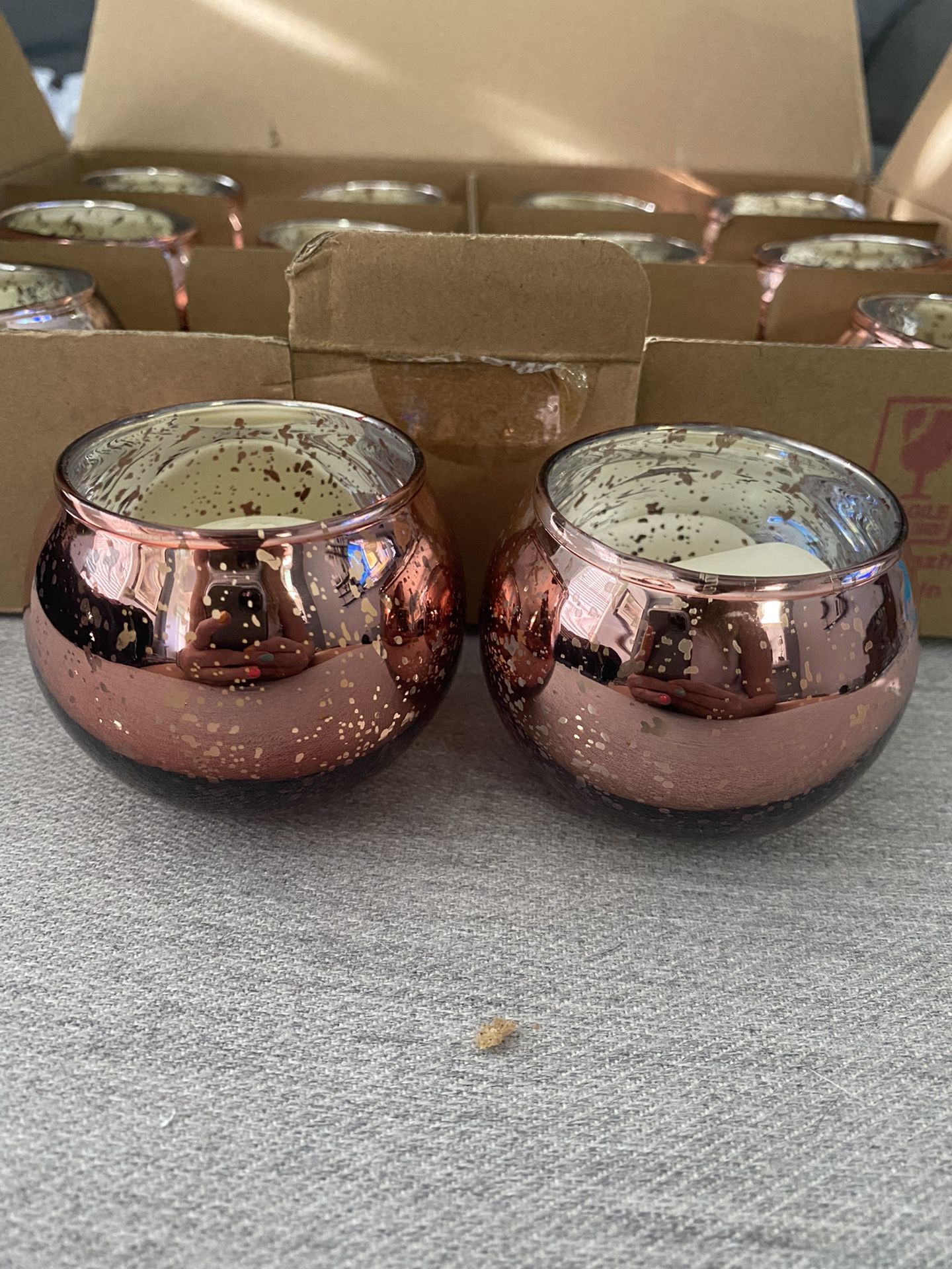 12 Rose Gold Tea Light Candle Holders 