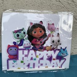 Gabby Doll House Happy Birthday Cake Topper