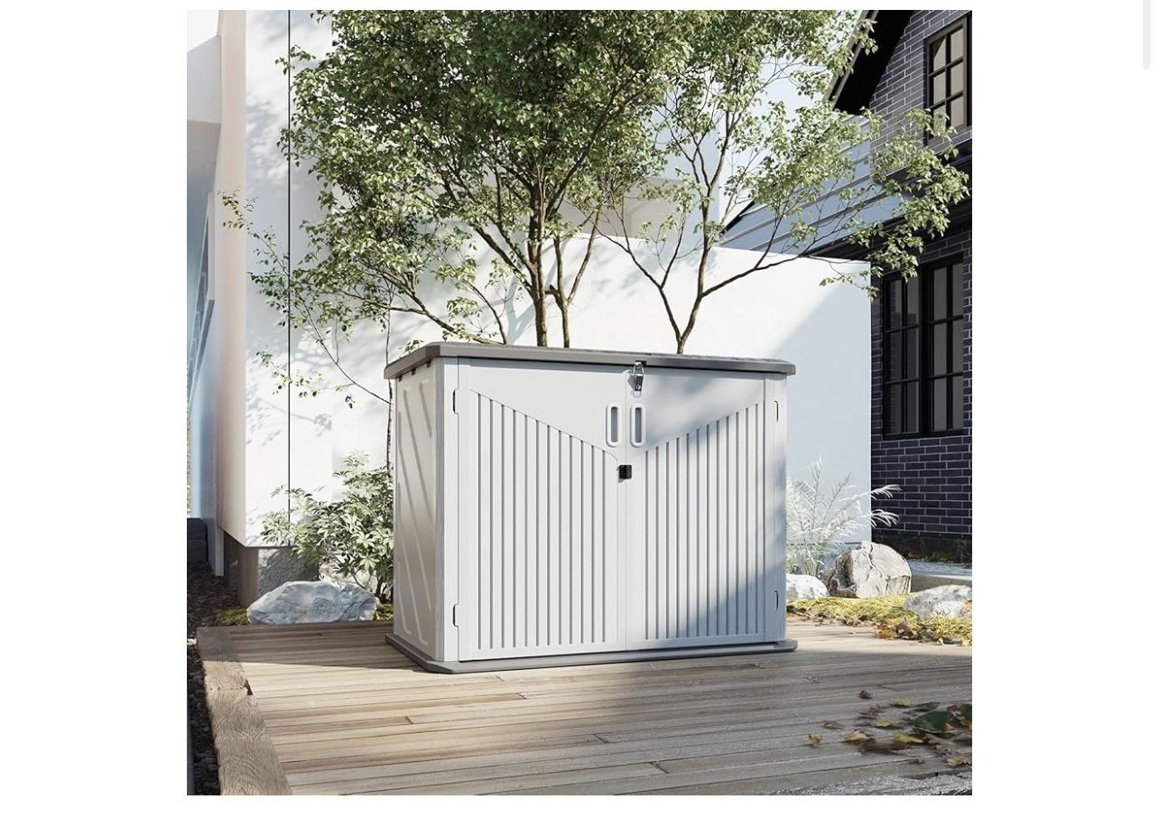 New In Box, Outdoor Resin Storage Shed With Shelves