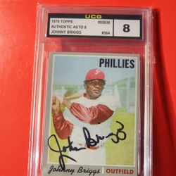 1970 Topps Authentic Autographed JOHNNY  BRIGGS #564 PHILLIES UCG NM-MT 8
