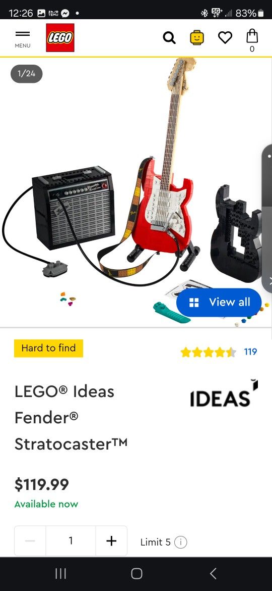 Lego Fender Stratocaster Guitar Brand New In Box