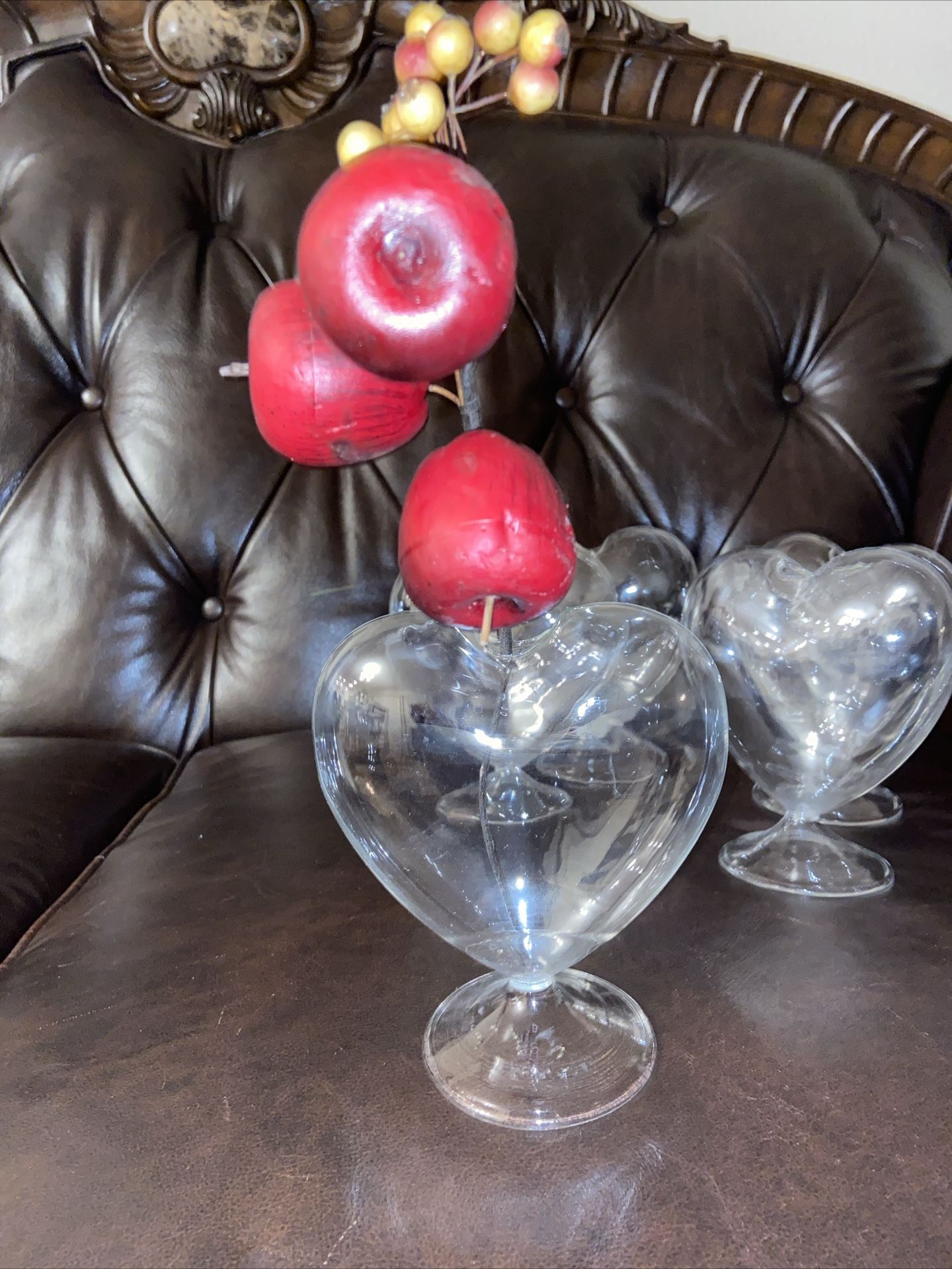 Glass Heart Hollow With Opening For Crafts Decor Centerpieces Clear Set Of 5