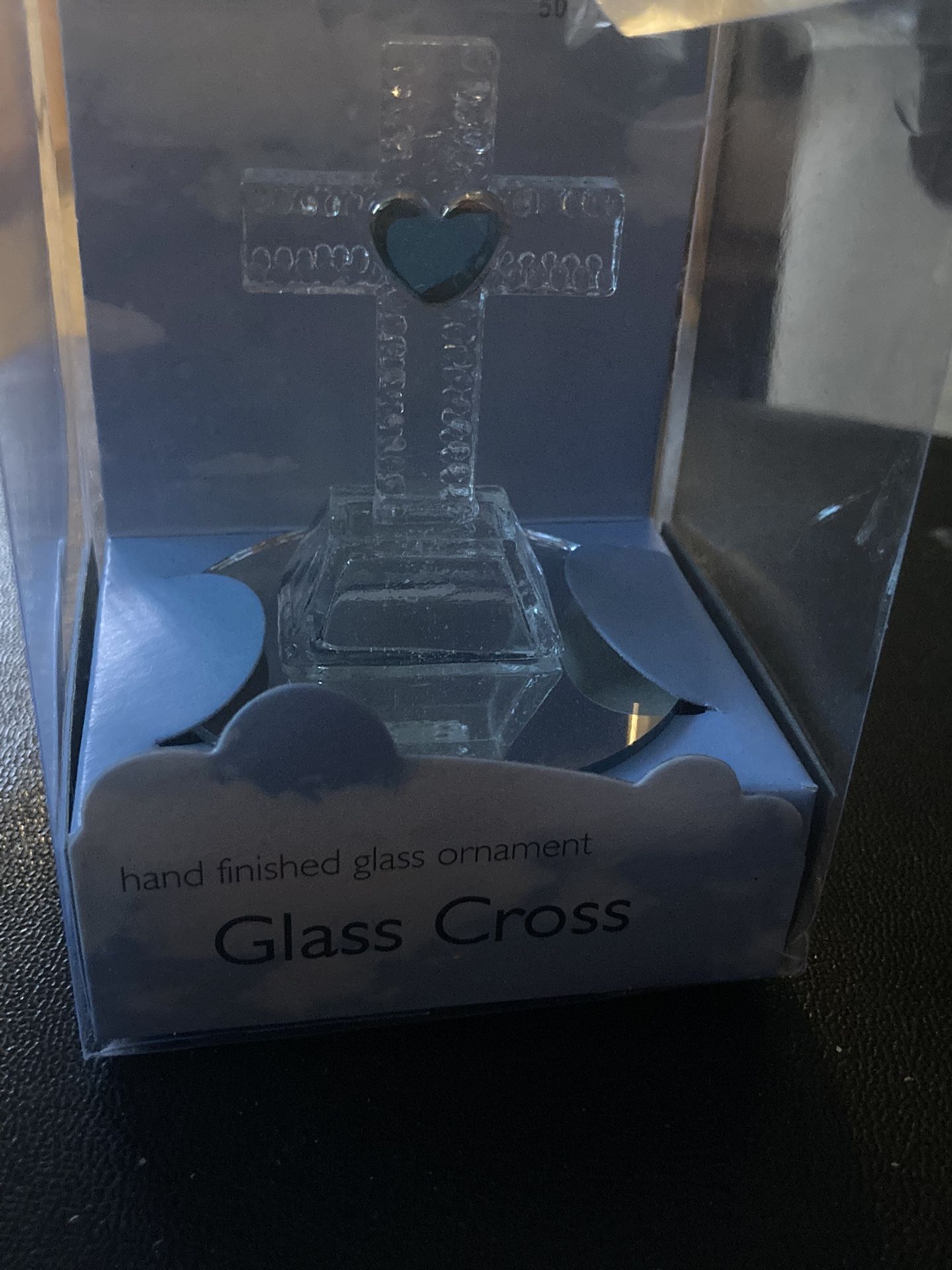 Glass Cross Ornament Hand Finished
