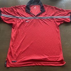 Vintage Y2K Team Nike Swoosh Red Short Sleeve Soccer Jersey Mens L Embroidered