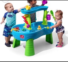New Other Step2 Rain Showers Plastic Splash Pond For Toddlers With Waterfall Tray, Blue