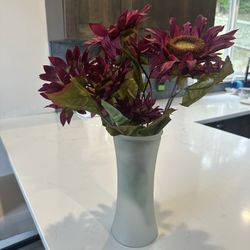 Burgundy Flowers And Vase